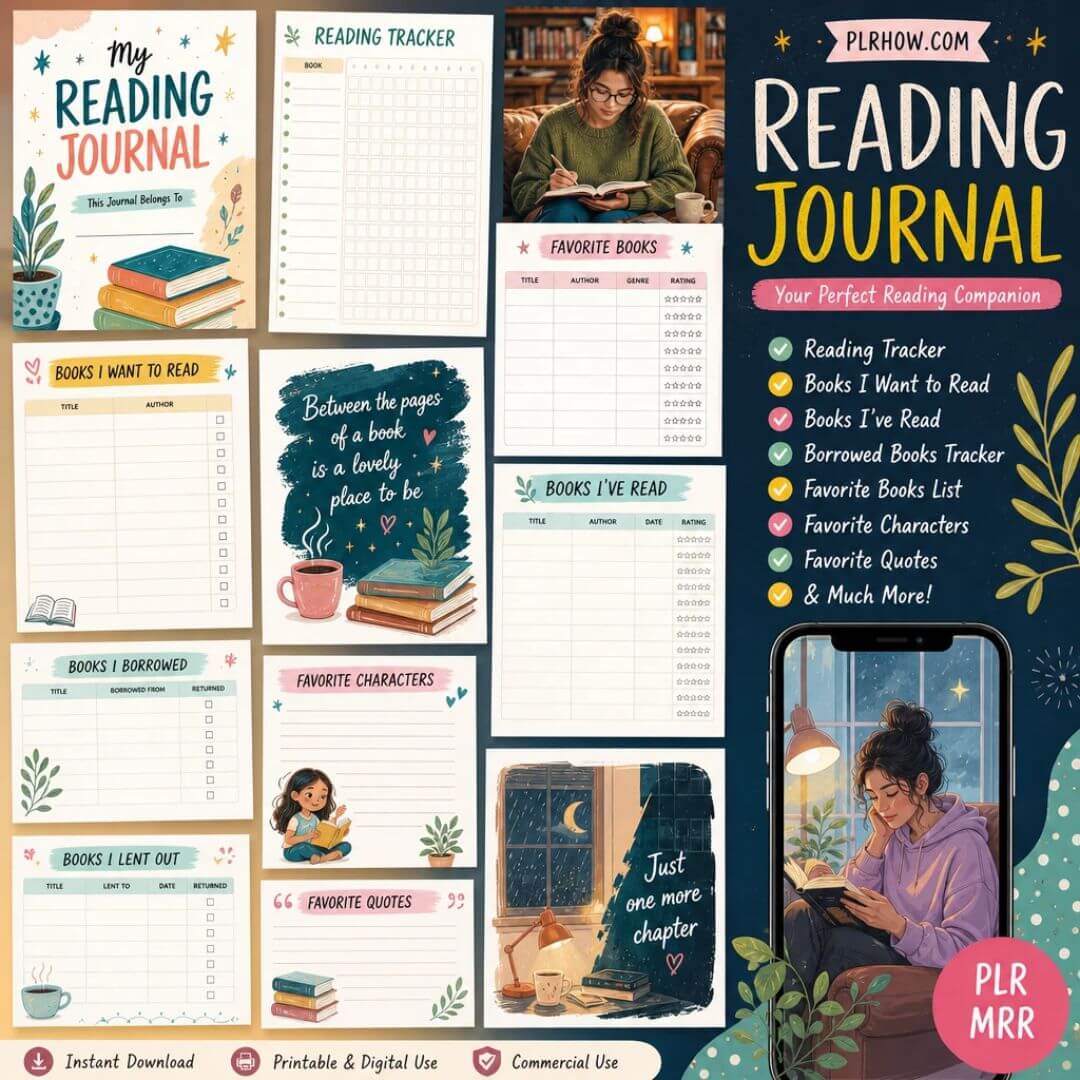 Reading Journal with PLR & MRR Rights (Printable & Editable Formats)