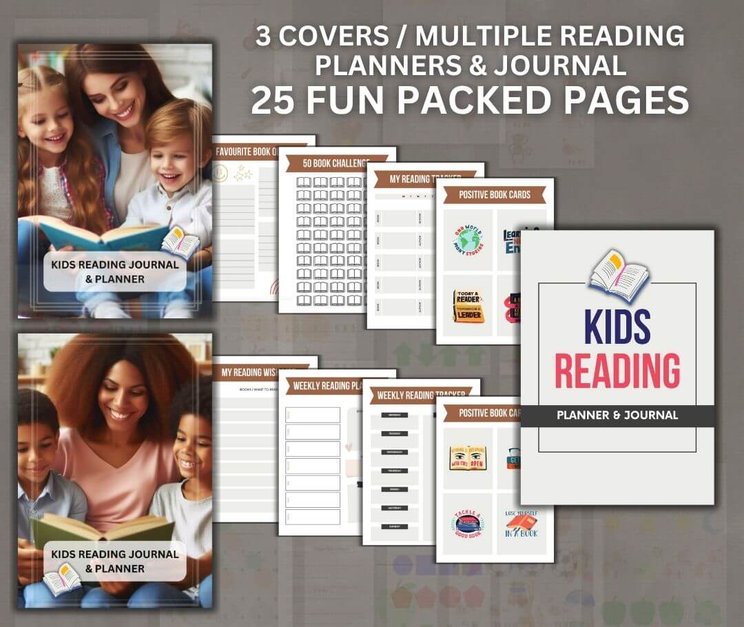 Kids Reading Planner, Journal & eBook | With Resell License | Complete Reading Trackers for Kids