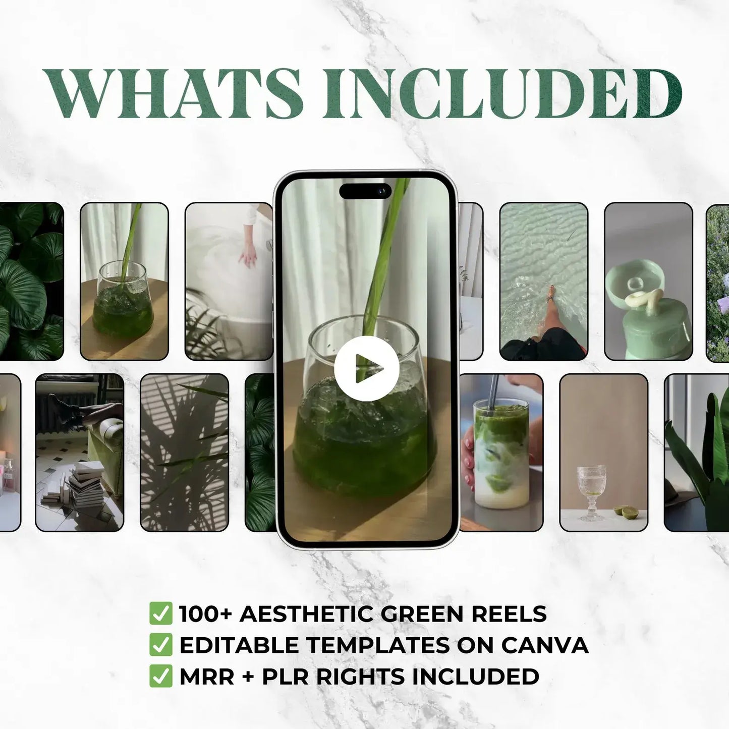 100 Green Aesthetic Faceless Content (with Master Resell Rights)