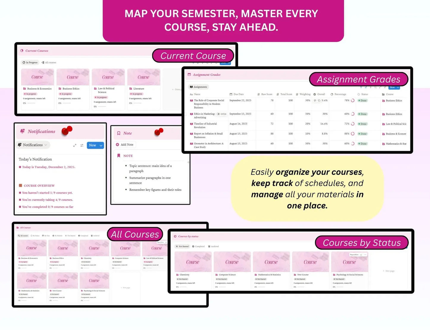 Beautiful Pink Student Planner with Resell Rights