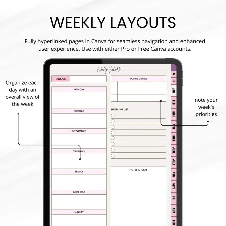 Aesthetic Girl Digital Planner + 22 Beautiful Digital Stickers (with Resell Rights)