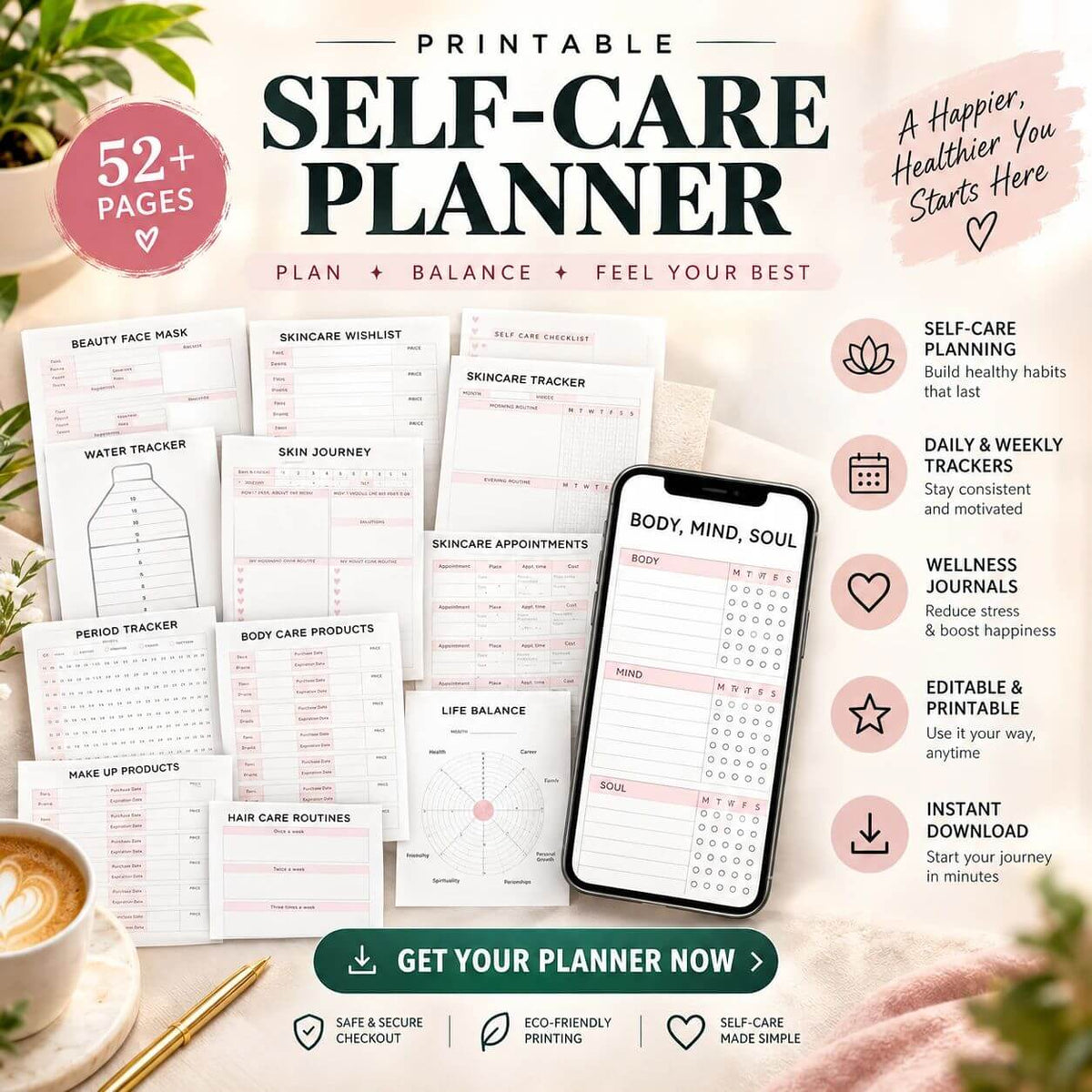 SELF-CARE PLR BUNDLE (2 FORMATS: EDITABLE & PRINTABLE)