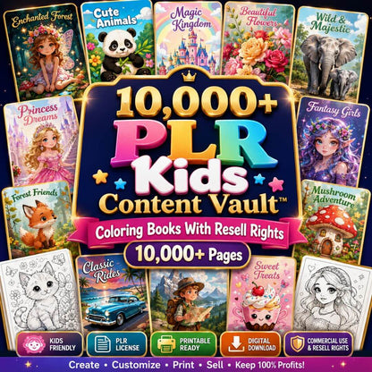 10,000+ PLR Kids Content Vault™ — Coloring Books With Resell Rights