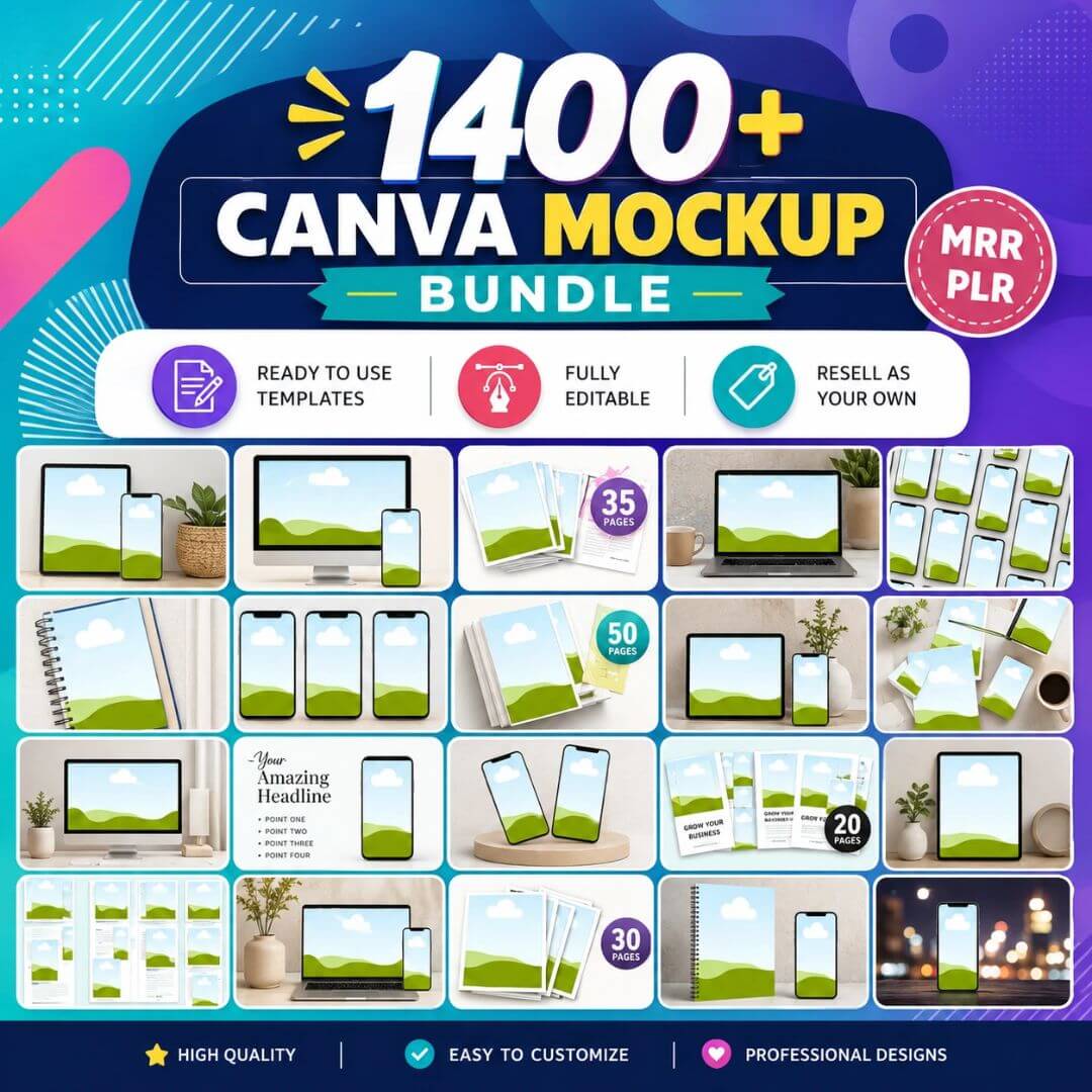 1,400 Editable Mockup Templates for Your Digital Products