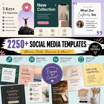 2250+ Editable Social Media Templates | Boost Engagement & Grow Your Brand for the Next 5+ Years
