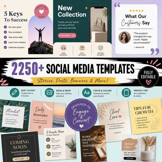 2250+ Editable Social Media Templates | Boost Engagement & Grow Your Brand for the Next 5+ Years