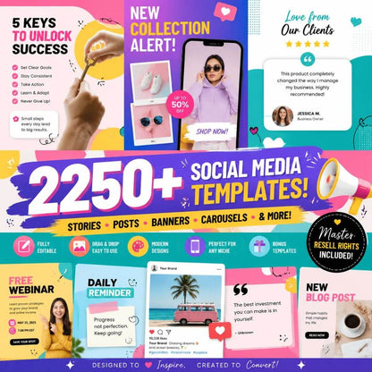 2250+ Editable Social Media Templates | Boost Engagement & Grow Your Brand for the Next 5+ Years