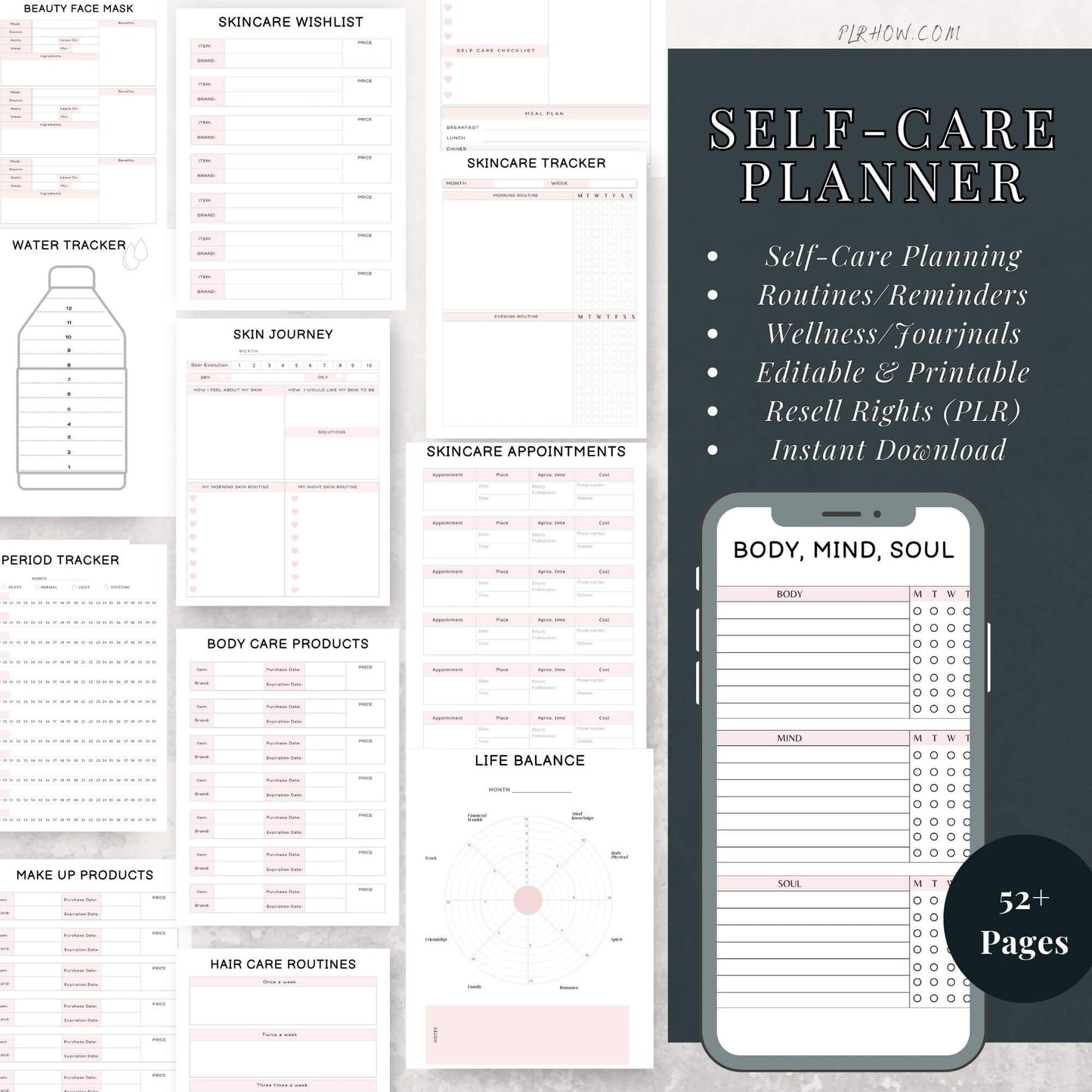 SELF-CARE PLR BUNDLE (2 FORMATS: EDITABLE & PRINTABLE)