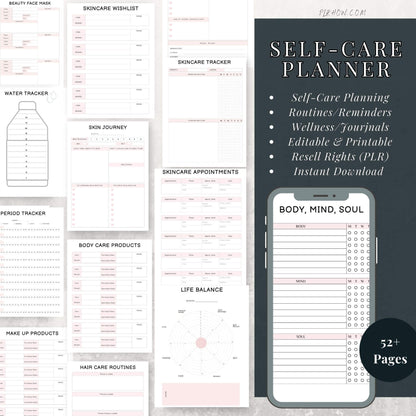 SELF-CARE PLR BUNDLE (2 FORMATS: EDITABLE & PRINTABLE)
