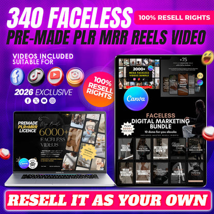 340 Faceless Reels video with Resell Rights.