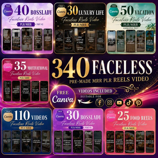 340 Faceless Reels video with Resell Rights