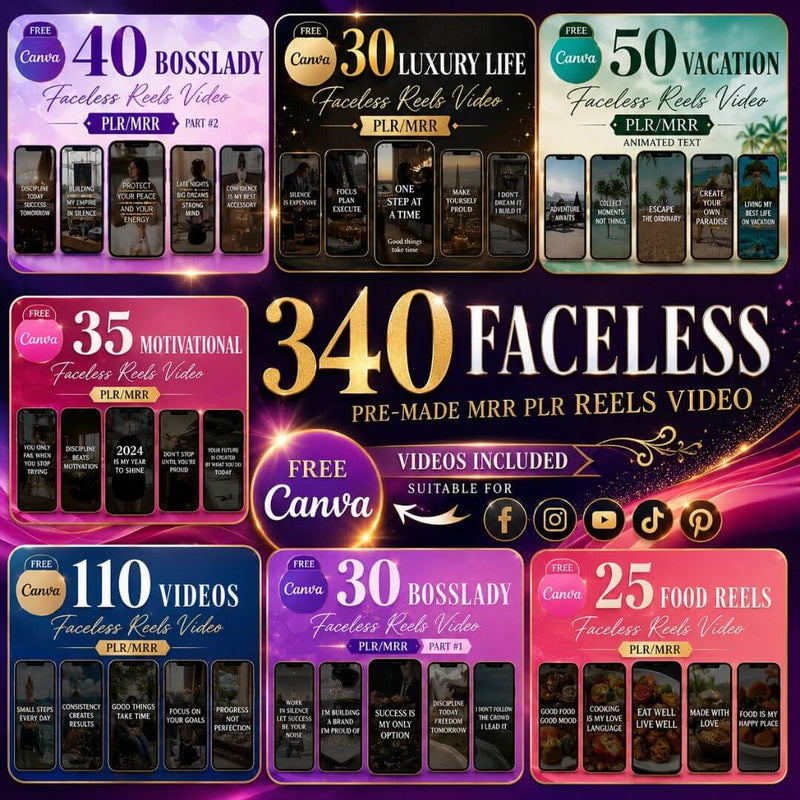 340 Faceless Reels video with Resell Rights