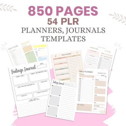 850 Pages Mega PLR Planners/Journals/Templates Bundle - Master RESELL Rights, Planners (Editable & Printable)