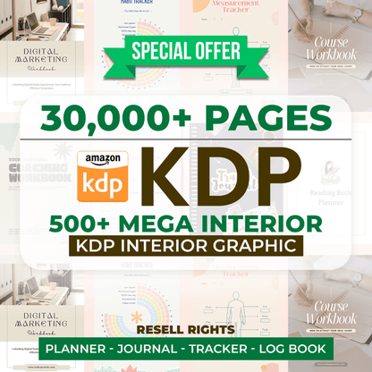 500+ Mega Interior Content| 30,000 Pages KDP Content | Planners, Journals, Trackers & Logbooks