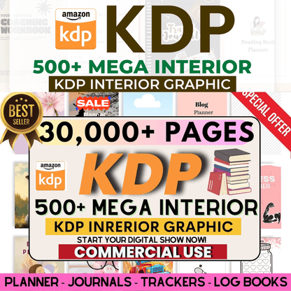 500+ Mega Interior Content| 30,000 Pages KDP Content | Planners, Journals, Trackers & Logbooks