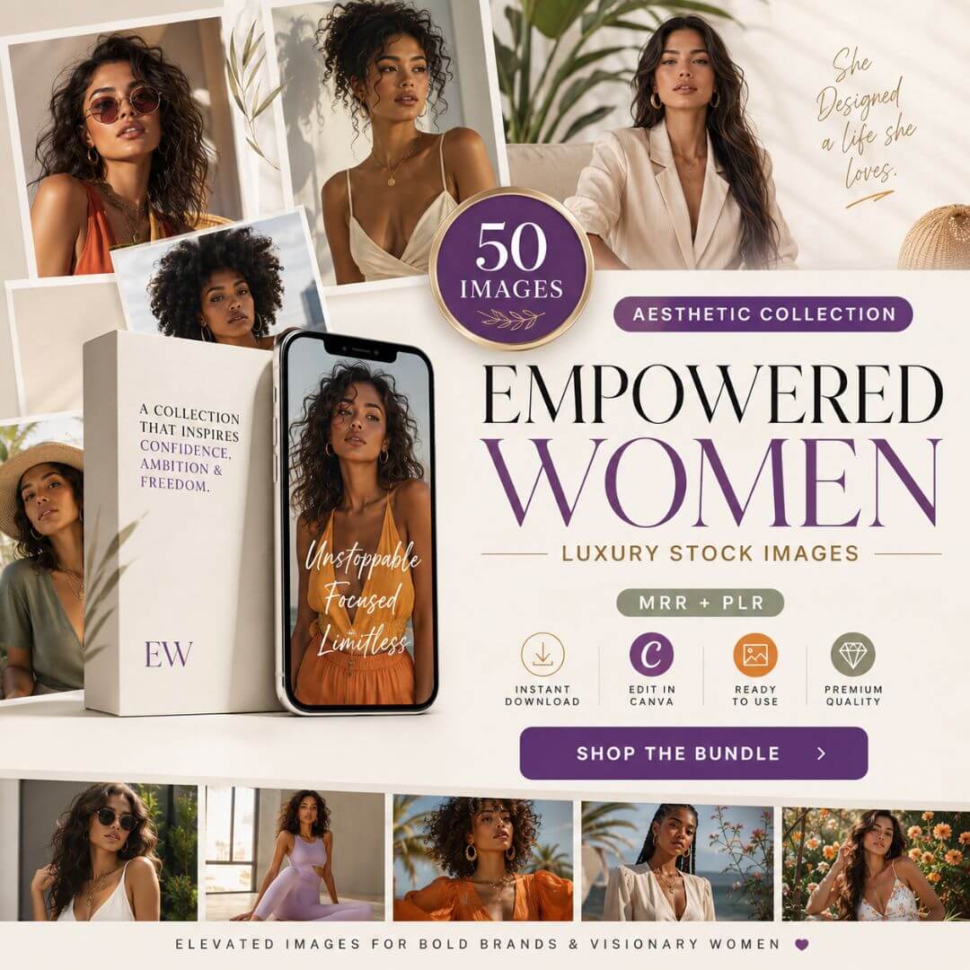 50 Empowering Stock Photos | Digital Marketing Images | Faceless Social Media Content | PLR MRR