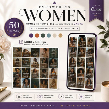 50 Empowering Stock Photos | Digital Marketing Images | Faceless Social Media Content | PLR MRR