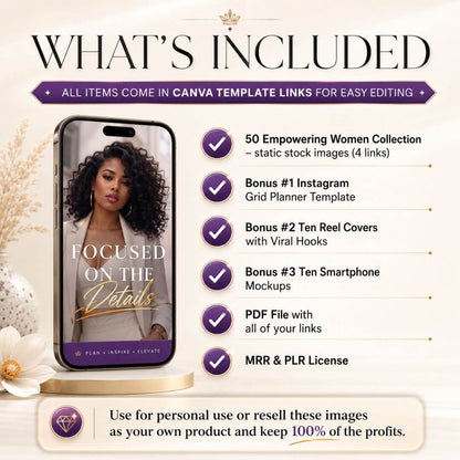 50 Empowering Stock Photos | Digital Marketing Images | Faceless Social Media Content | PLR MRR