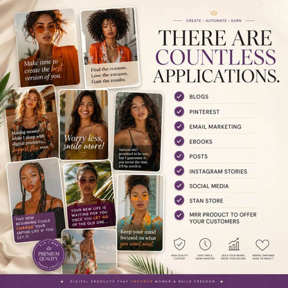 50 Empowering Stock Photos | Digital Marketing Images | Faceless Social Media Content | PLR MRR
