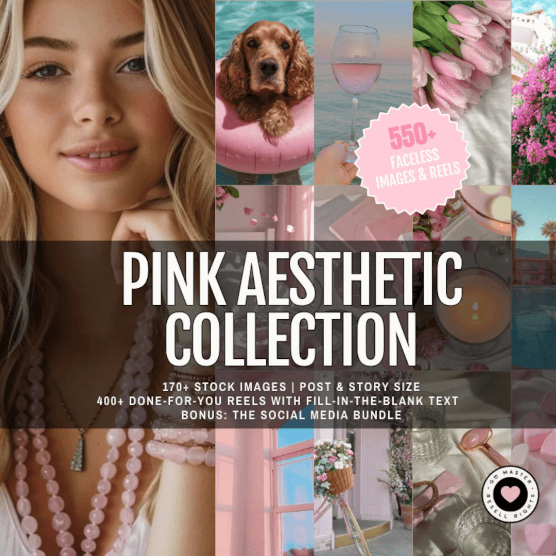 550 Pink Aesthetic Faceless Content W/ Master Resell Rights
