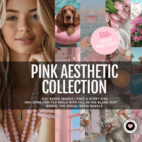 550 Pink Aesthetic Faceless Content W/ Master Resell Rights
