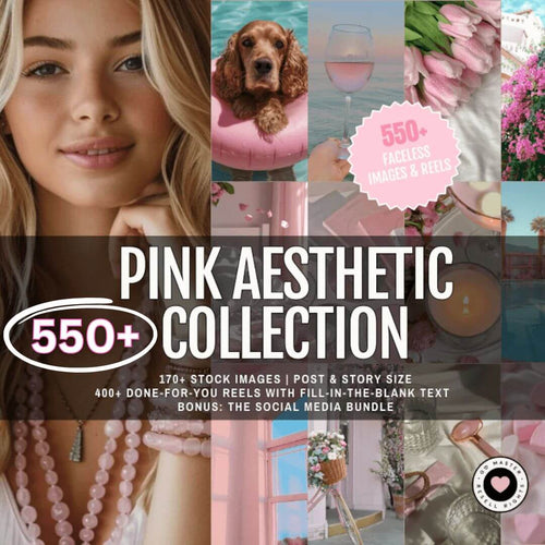 550 Pink Aesthetic Faceless Content W/ Master Resell Rights