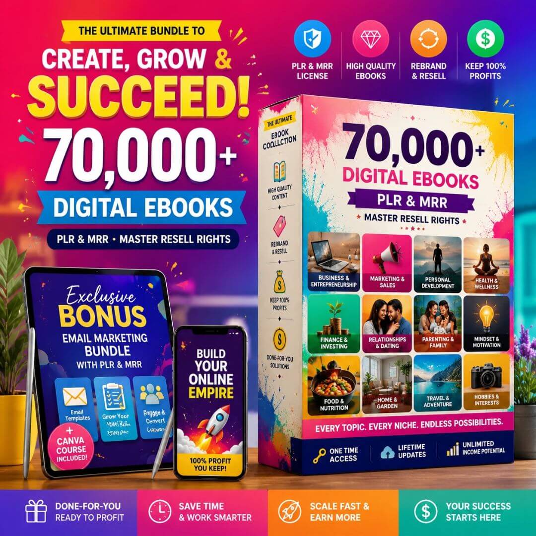 70,000 Digital eBooks with Resell Rights | New Edition | Instant Access