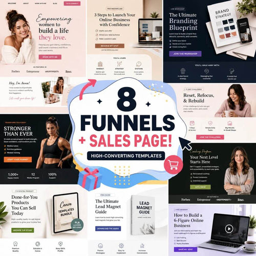 8 Premium One-Click Import Readymade Websites/Funnels