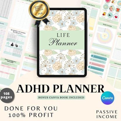 All in One ADHD Digital Planner for Goodnotes, iPad & Phone + Bonus ADHD Notion Template