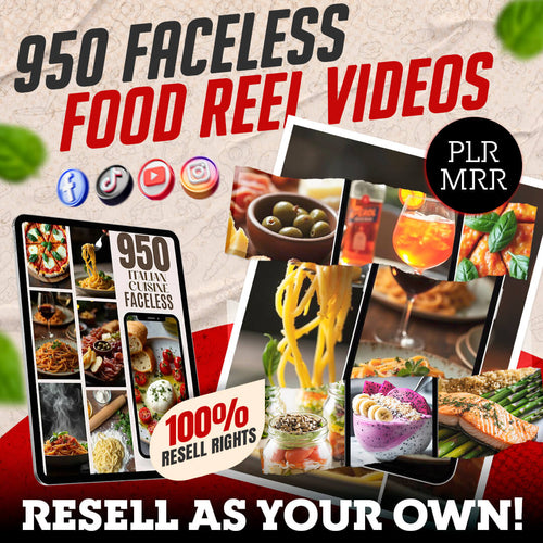 950 Food Reels for Social Media | with Resell Rights | Instagram| TikTok| Facebook