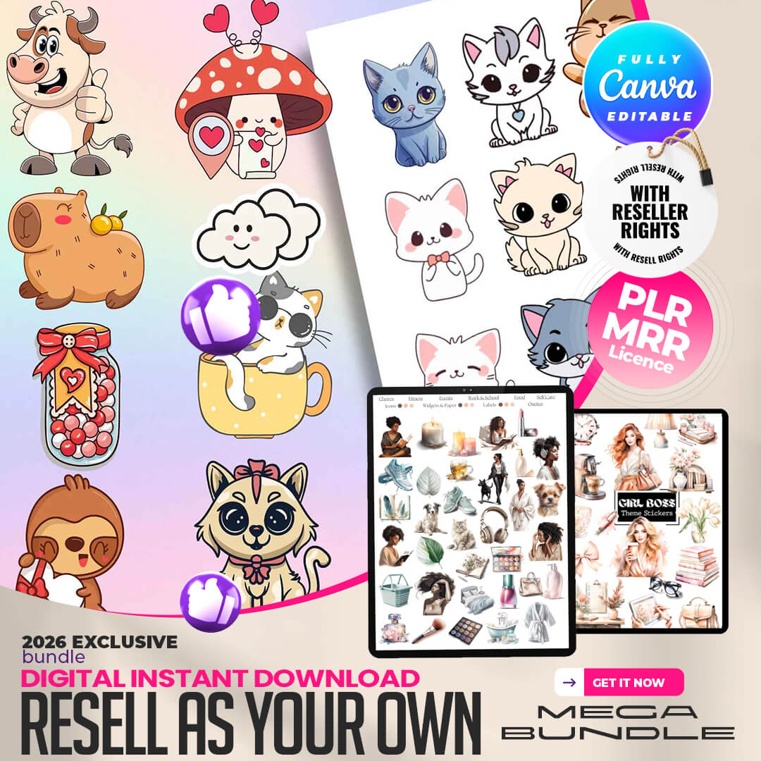 8000+ Digital Stickers For Planners, & Journals |Includes Resell Rights