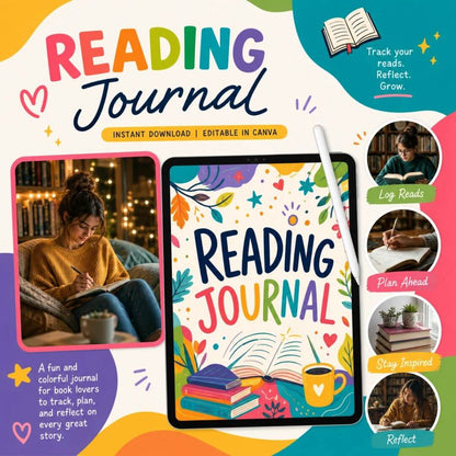Reading Journal with PLR  & MRR Rights (Printable & Editable Formats)