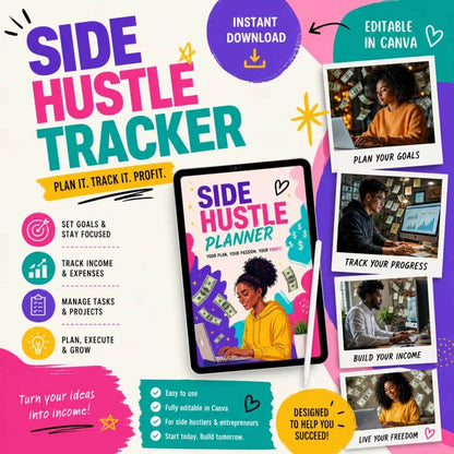 Side Hustle Planner PLR/MRR (2 Versions Included: Editable & Printable)