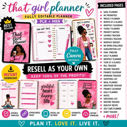 That Girl Planner | Digital & Printable Versions| With Resell Rights