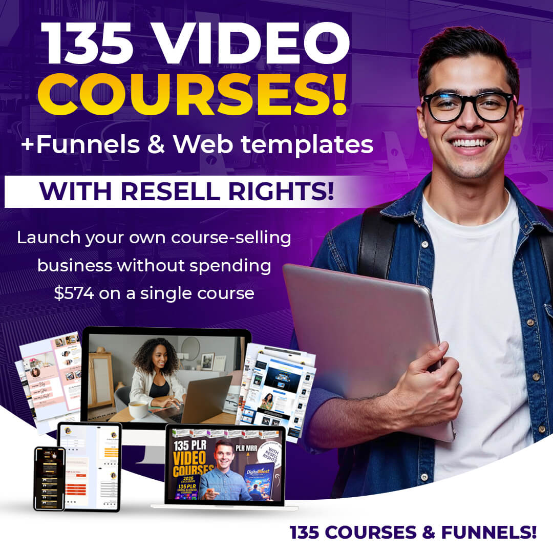 135 Video Courses with Resell Rights