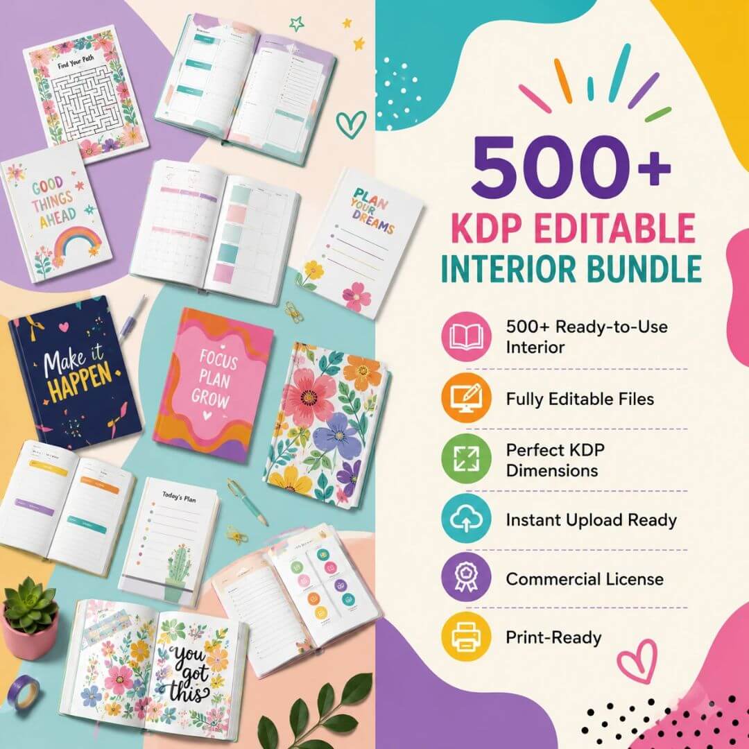 500+ Mega Interior Content| 30,000 Pages KDP Content | Planners, Journals, Trackers & Logbooks
