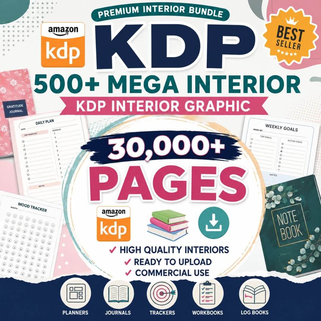 500+ Mega Interior Content| 30,000 Pages KDP Content | Planners, Journals, Trackers & Logbooks