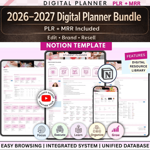 Beautiful Pink Student Planner with Resell Rights