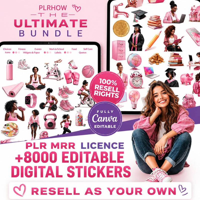 8,000+ PLR Stickers | Customize & Personalize Your Planners | Resell Rights Included
