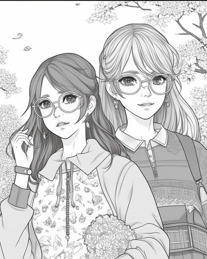 85 Fashion Girl Anime Coloring Book with Resell Rights (Printable)
