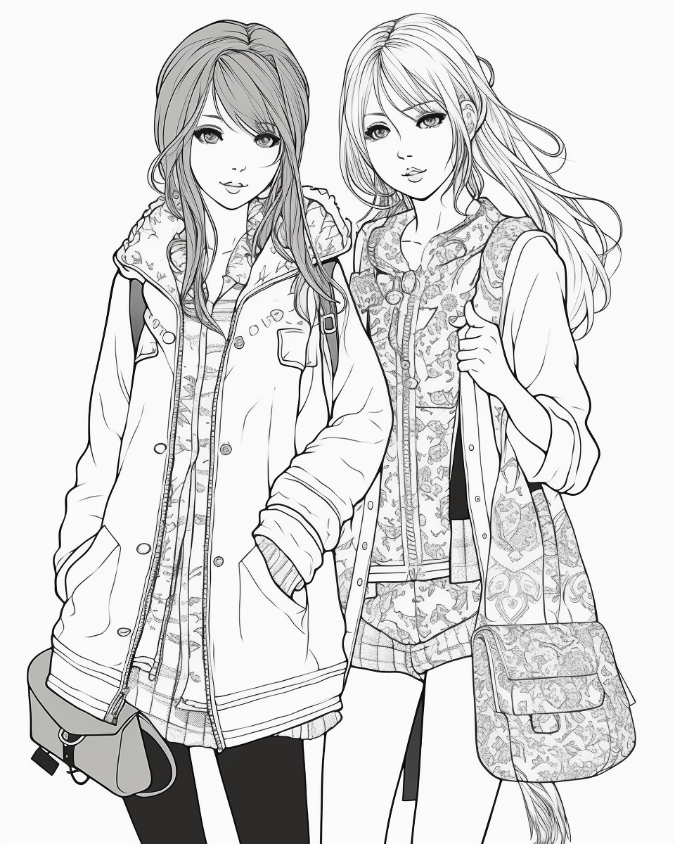 85 Fashion Girl Anime Coloring Book with Resell Rights (Printable)