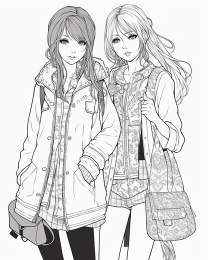 85 Fashion Girl Anime Coloring Book with Resell Rights (Printable)