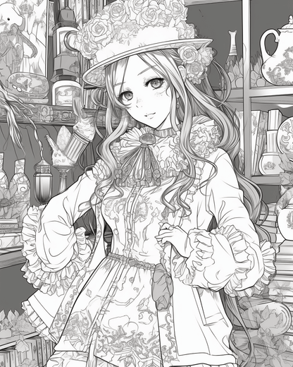 85 Fashion Girl Anime Coloring Book with Resell Rights (Printable)