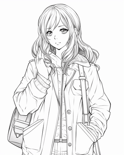 85 Fashion Girl Anime Coloring Book with Resell Rights (Printable)