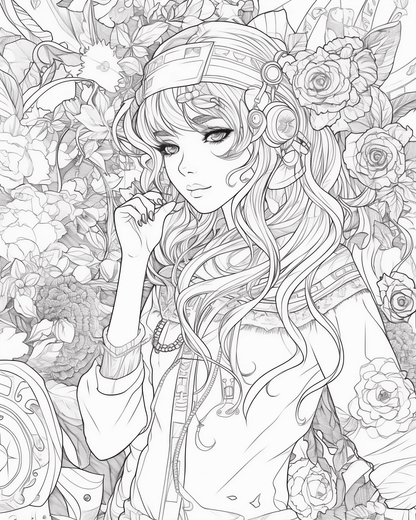 85 Fashion Girl Anime Coloring Book with Resell Rights (Printable)
