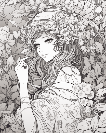 85 Fashion Girl Anime Coloring Book with Resell Rights (Printable)