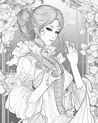 85 Fashion Girl Anime Coloring Book with Resell Rights (Printable)