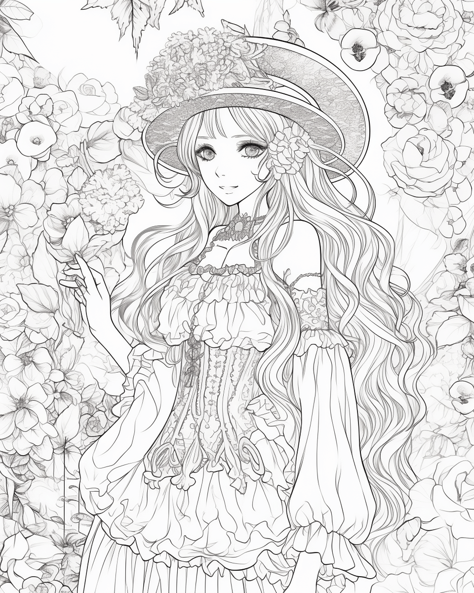 85 Fashion Girl Anime Coloring Book with Resell Rights (Printable)