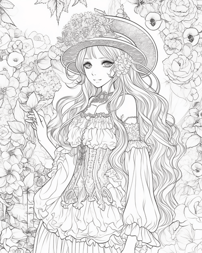 85 Fashion Girl Anime Coloring Book with Resell Rights (Printable)
