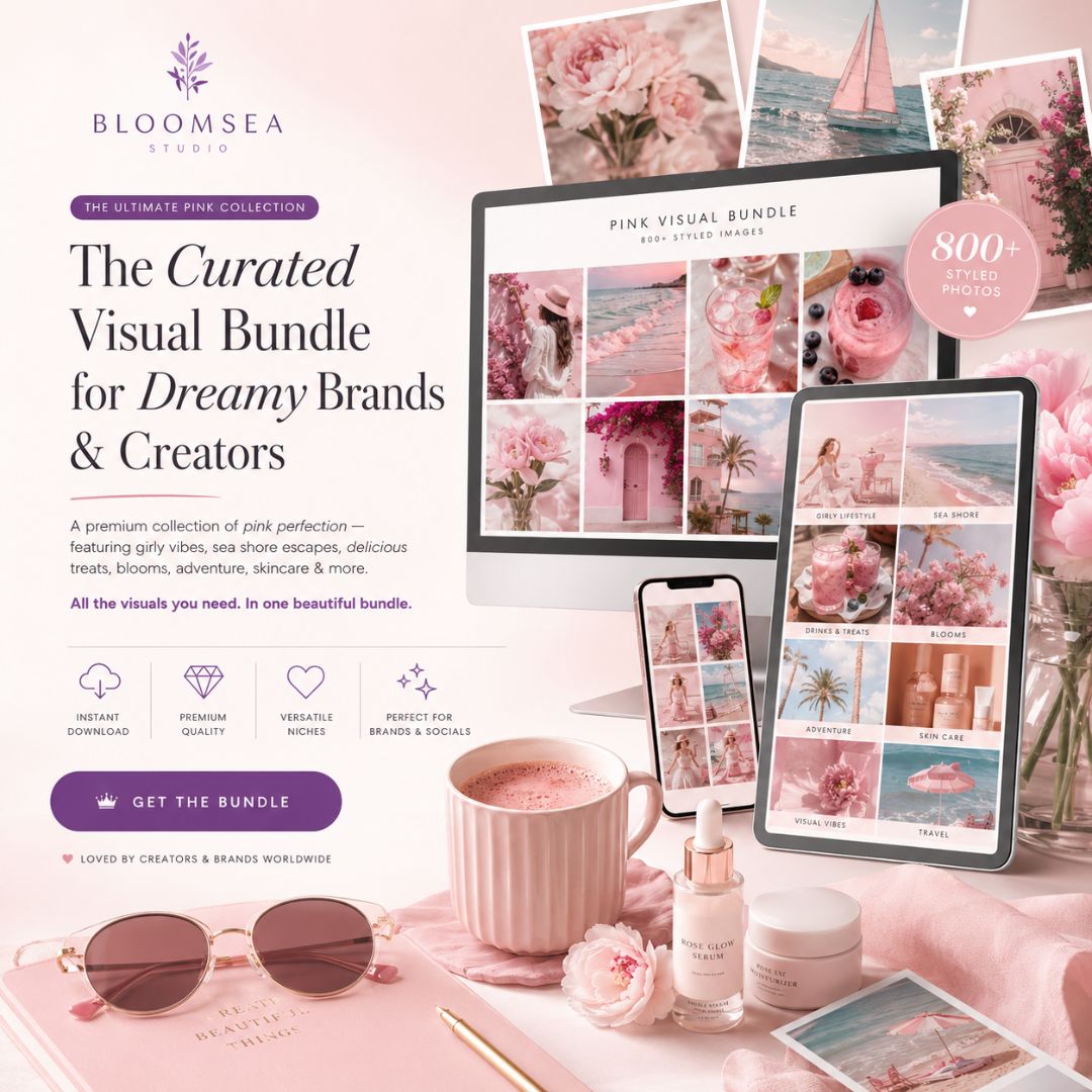 The Pink Content Vault: 290+ Stock Photos + PLR/MRR + Bonus